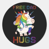 フリーパパハグストライリーLGBTゲイレズビアントランス ラウンドシール (正面)