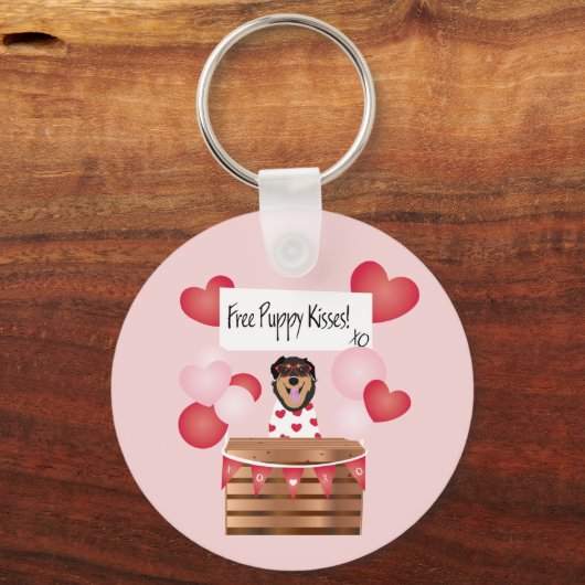 フリーパピーキスバレンタインドッグレッド キーホルダー (正面)
