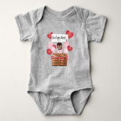 フリーパピーキスバレンタインドッグレッド ベビーボディスーツ (正面)