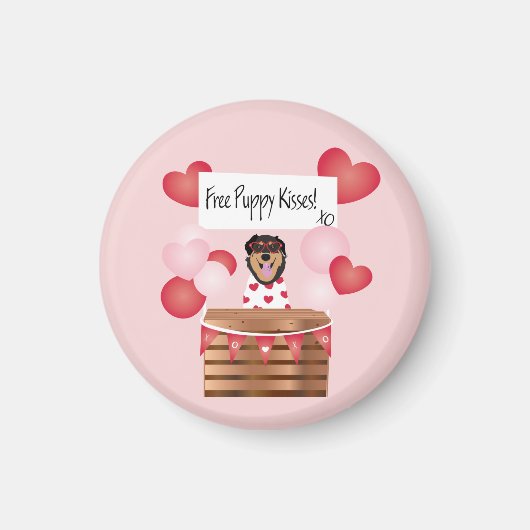 フリーパピーキスバレンタインドッグレッド マグネット (正面)
