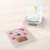 フリーパピーキスバレンタインドッグ ガラスコースター (アングル)