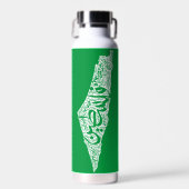 フリーパレスチナの地図と国旗فلسطين ウォーターボトル (正面)