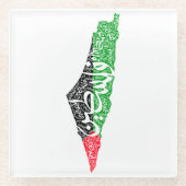 フリーパレスチナの地図と国旗فلسطين ガラスコースター (正面)