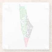 フリーパレスチナの地図と国旗فلسطين ガラスコースター (裏面)
