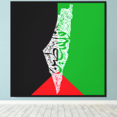 フリーパレスチナの地図と国旗فلسطين キャンバスプリント (インサイチュ (ウッドフロア))