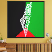 フリーパレスチナの地図と国旗فلسطين キャンバスプリント (インサイチュ (リビング))