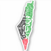 フリーパレスチナの地図と国旗فلسطين シール (正面)