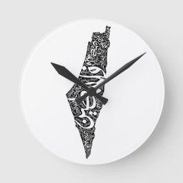 フリーパレスチナの地図と国旗فلسطين ラウンド壁時計