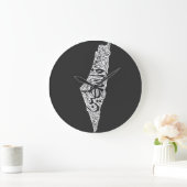 フリーパレスチナの地図と国旗فلسطين ラージ壁時計 (ホーム)