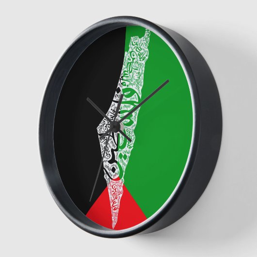 フリーパレスチナの地図と国旗فلسطين 壁時計 (傾斜)