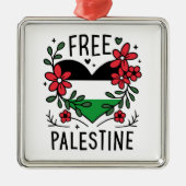 フリーパレスチナ国旗 メタルオーナメント (正面)