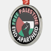 フリーパレスティナエンドアパルトヘイドフラッグフィストブラック メタルオーナメント (左)