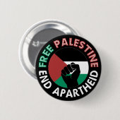 フリーパレスティナエンドアパルトヘイドフラッグフィストブラック 缶バッジ (正面&裏面)