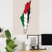 フリーパレスティナンスバーベドワイヤーマップパレスチナの自由 ポスター (ホームオフィス)