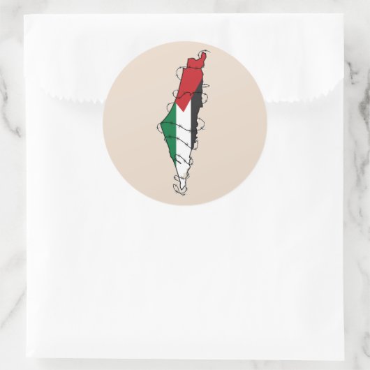 フリーパレスティナンスバーベドワイヤーマップパレスチナの自由 ラウンドシール (バッグ)