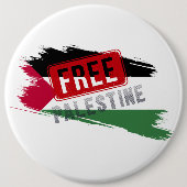 フリーパレスティナーブラシ国旗 缶バッジ (正面)