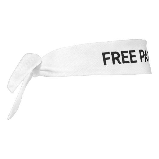 フリーパレスティナ白カスタム黒文字シンプル タイヘッドバンド (回転270)