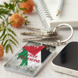 フリーパレスティナ絵を描スブラシスタイル破れたフラグ キーホルダー