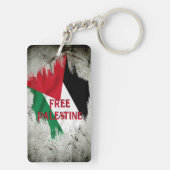 フリーパレスティナ絵を描スブラシスタイル破れたフラグ キーホルダー (裏面)
