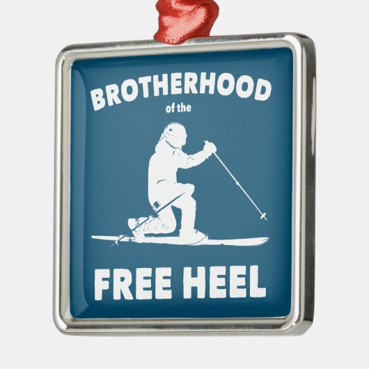 フリーヒールテレマークスキーの兄弟愛 メタルオーナメント (左)