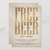 フリービールおもしろい結婚式招待状 招待状 (正面/裏面)