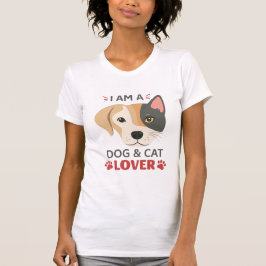 フリーフィット私は犬と猫好き女性のスリムフィットT- Tシャツ