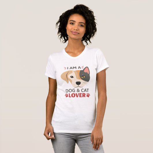 フリーフィット私は犬と猫好き女性のスリムフィットT- Tシャツ (正面フル)