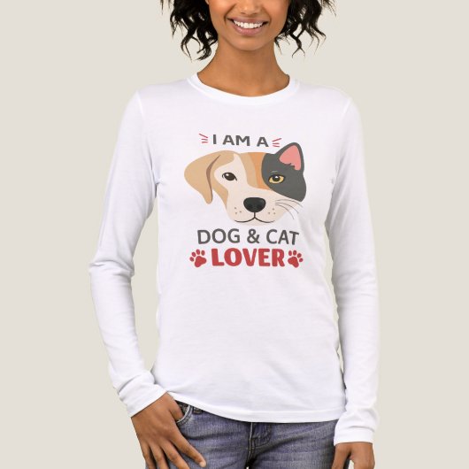 フリーフィット私は犬と猫好き女性のトライブレンドL トライブレンドTシャツ (正面)