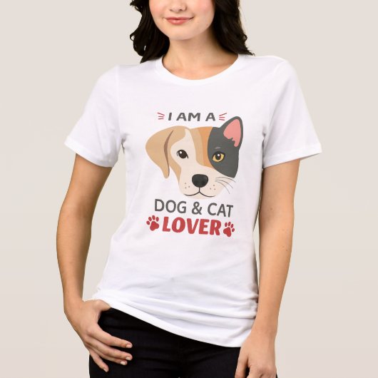 フリーフィット私は犬と猫好き女性のトライブレンドS トライブレンドＴシャツ (正面)