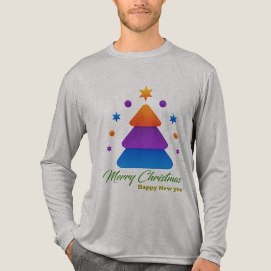フリーフィット メリークリスマスツリー Bella+CanvasトリブレンドTシャツ トライブレンドTシャツ (正面)