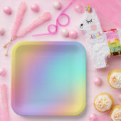 フリーフォームパステルグラデーションスクエア紙プレート ペーパープレート (パーティー)