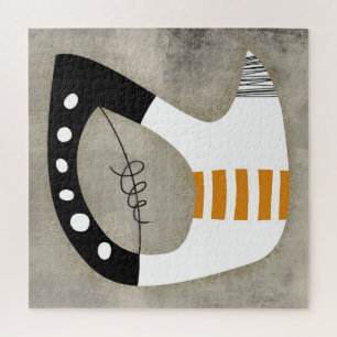 フリーフォーム – オレンジ色の白黒ジグソーパズル ジグソーパズル