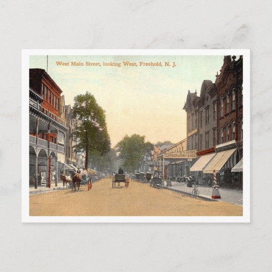 フリーホールドNJ West Main St 1910s ポストカード (正面)
