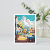 フリーポカリブのートヴィンテージ旅行イラストレーション ポストカード (スタンド正面)