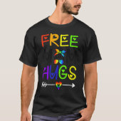 フリーマハグメッシーバンレインボーハートLgbtプライドM Tシャツ (正面)