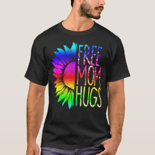フリーママハグデイジーレインボーハートラブlgbtプライド tシャツ