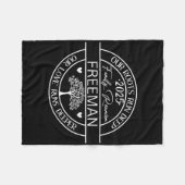 フリーマンファミリー懇親会ウールルーツ走深い フリースブランケット (正面(横))