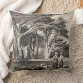 フリーマン(セピア色著刻まれるレバノンのヒマラヤスギ クッション (ブランケット)