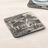 フリーマン(セピア色著刻まれるレバノンのヒマラヤスギ コースター (左側)