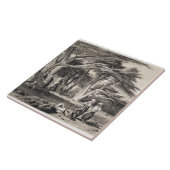 フリーマン(セピア色著刻まれるレバノンのヒマラヤスギ タイル (側面)