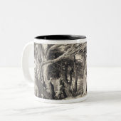 フリーマン(セピア色著刻まれるレバノンのヒマラヤスギ ツートーンマグカップ (正面左)