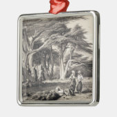 フリーマン(セピア色著刻まれるレバノンのヒマラヤスギ メタルオーナメント (左)