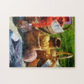 フリーマーケットでの毛糸のバスケット ジグソーパズル (横)