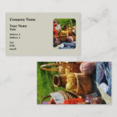 フリーマーケットのヤーンのバスケット 名刺 (正面/裏面)