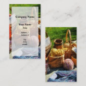 フリーマーケットのヤーンのバスケット 名刺 (正面/裏面)