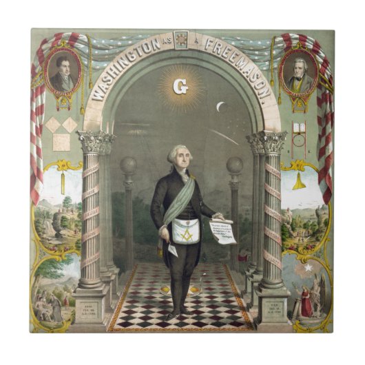 フリーメイソンとしてのジョージ・ワシントン タイル (正面)