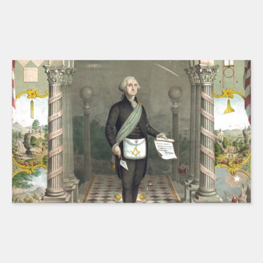 フリーメイソンとしてのジョージ・ワシントン 長方形シール (正面)