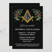 フリーメイソン メイソナリー 黒い四角いコンパス クリスマス 招待状 (正面/裏面)