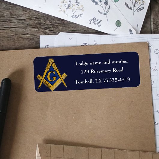 フリーメイソン メイソンスクエア コンパス ネイビーブルー ラベル