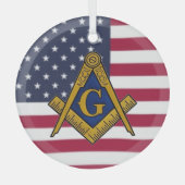 フリーメイソン メイソン フリーメイソンのアメリカ国旗 ガラスオーナメント (正面)